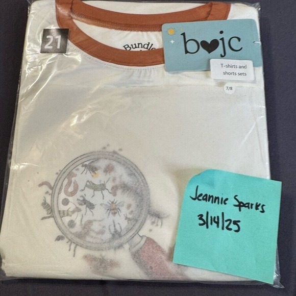 Bundle of Joy bamboo‎ daywear shirt and short set, bugs. Size 7/8 - Picture 2 of 3